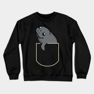 Funny Manatee In The Pocket Gift Dugong Pocket Crewneck Sweatshirt